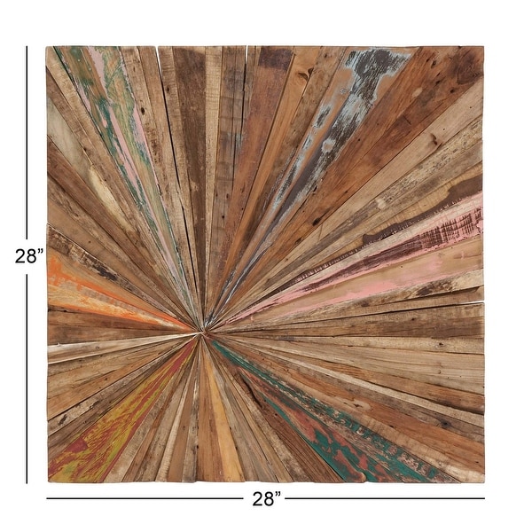 Large Decorative Rustic Distressed Multi-Color Wood Tile Wall Art Panel Decor 