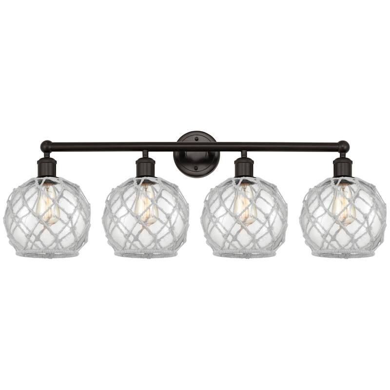 Innovations Lighting 616-4W-13-35 Farmhouse Rope Vanity Farmhouse Rope - Oil Rubbed Bronze / Clear Glass with White Rope