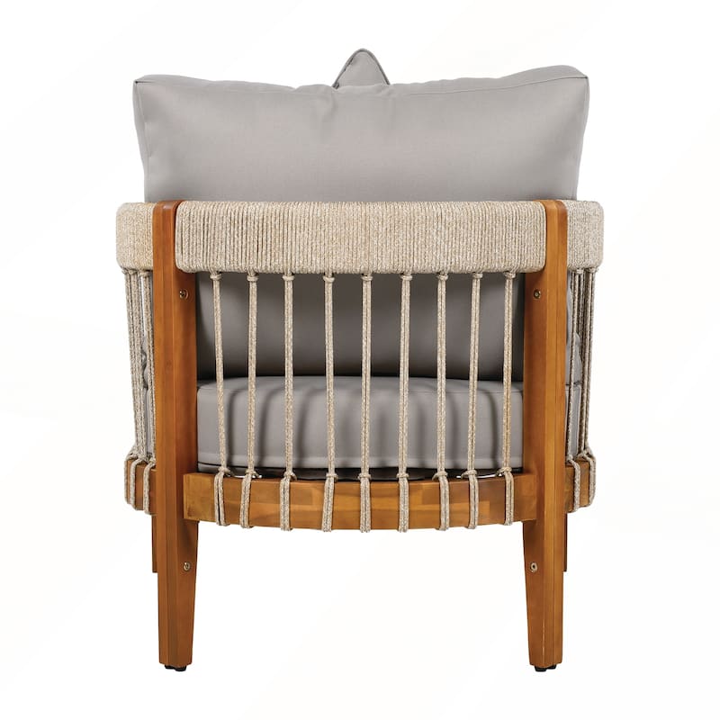 Set of 2 Acacia Wood Outdoor Club Chair with Removable Cushions for Porch