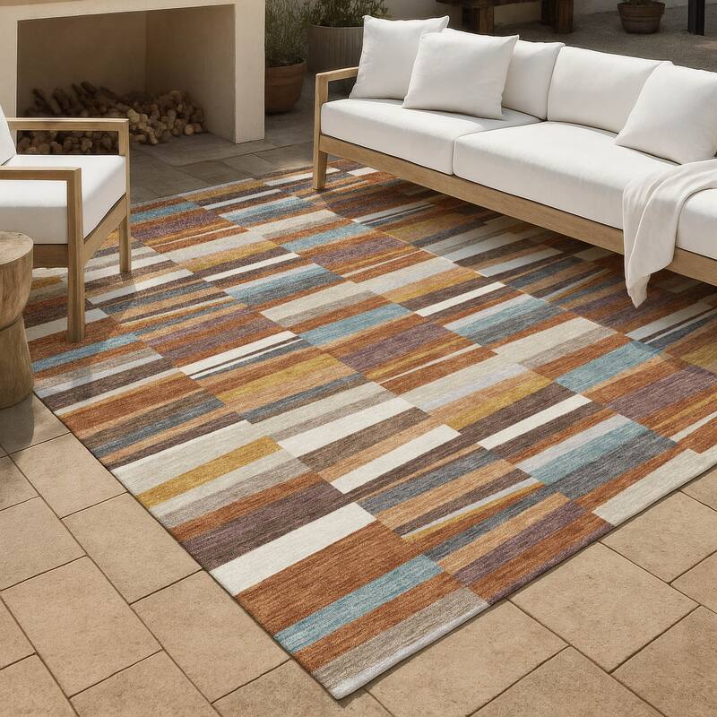 Machine Washable Indoor/ Outdoor Modern Antonito Chantille Rug - Paprika - 2'6" x 3'10"