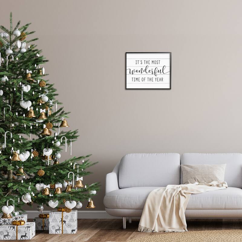 Stupell Holiday Most Wonderful Time Of The Year Framed Art, Design By Artist Lettered and Lined