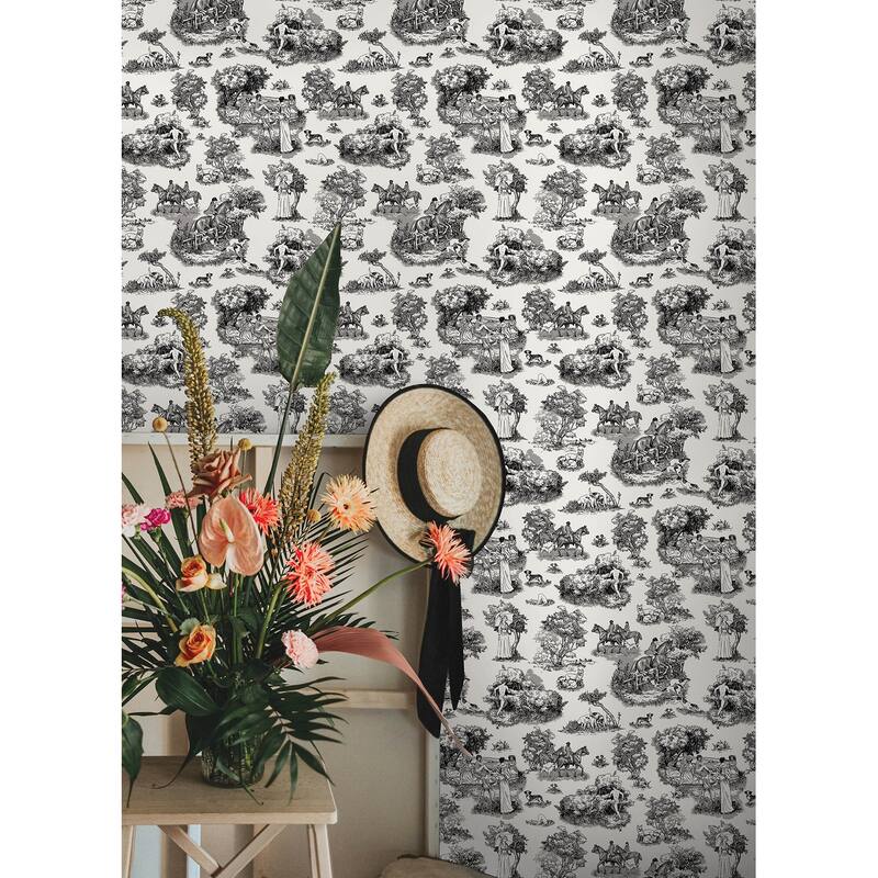 Rachel Antonoff Black The Chase Peel Stick Wallpaper