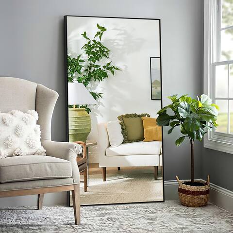 Modern Aluminum Alloy Thin Framed Full Length Floor Mirror