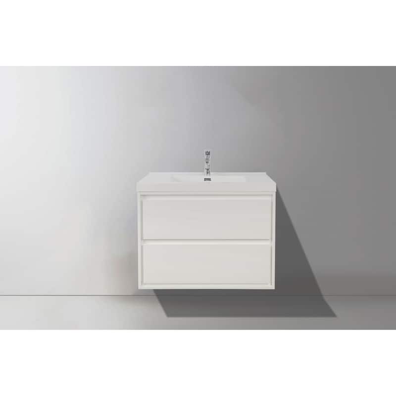 Sage 24" wall mounted bathroom vanity with single basin acrylic top - 24 - glossy white