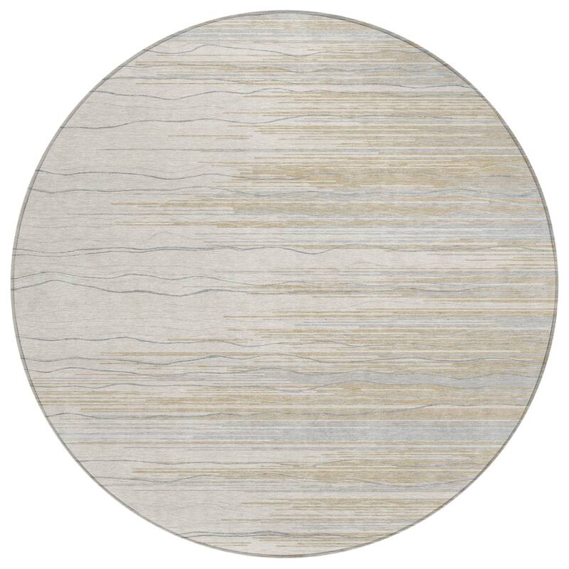Machine Washable Indoor/ Outdoor Modern Stripe Chantille Rug