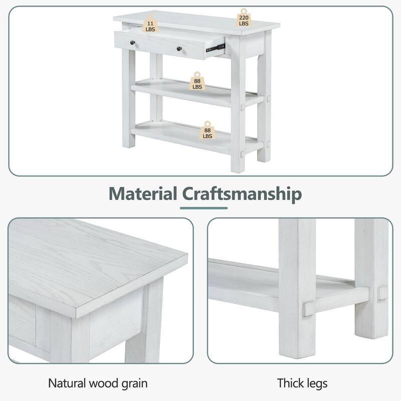 Entryway Table with Storage, Retro Console Table with Drawer