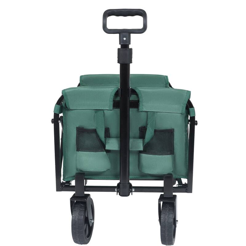 Expandable Dual-Layer Utility Wagon - 225lb Capacity with 100% Extra Space, Green