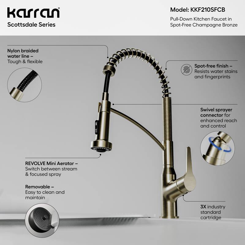 Karran Scottsdale Single-Handle Pull-Down Sprayer Commercial Style Kitchen Faucet
