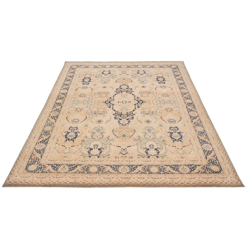 ECARPETGALLERY Hand-knotted Peshawar Finest Ivory Wool Rug - 8'11 x 11'10