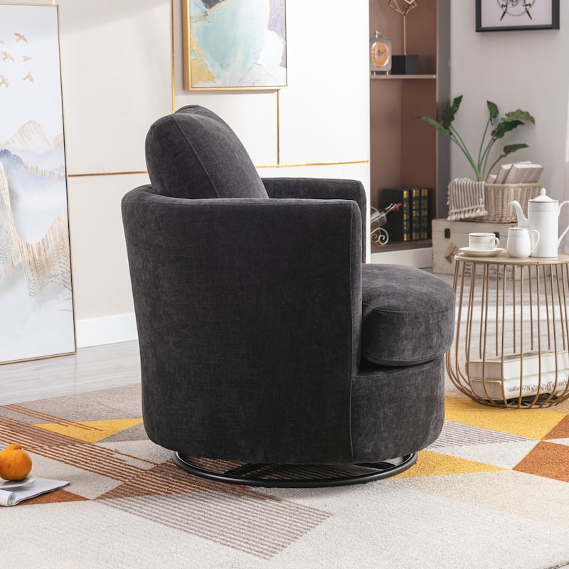 Modern Upholstered Swivel Barrel Chair for Living Room