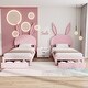 preview thumbnail 2 of 7, VECELO Twin Beds Set of 2 with Drawer for Kids, Upholstered Storage Bedframes, Brown Kids Bed Set of 2