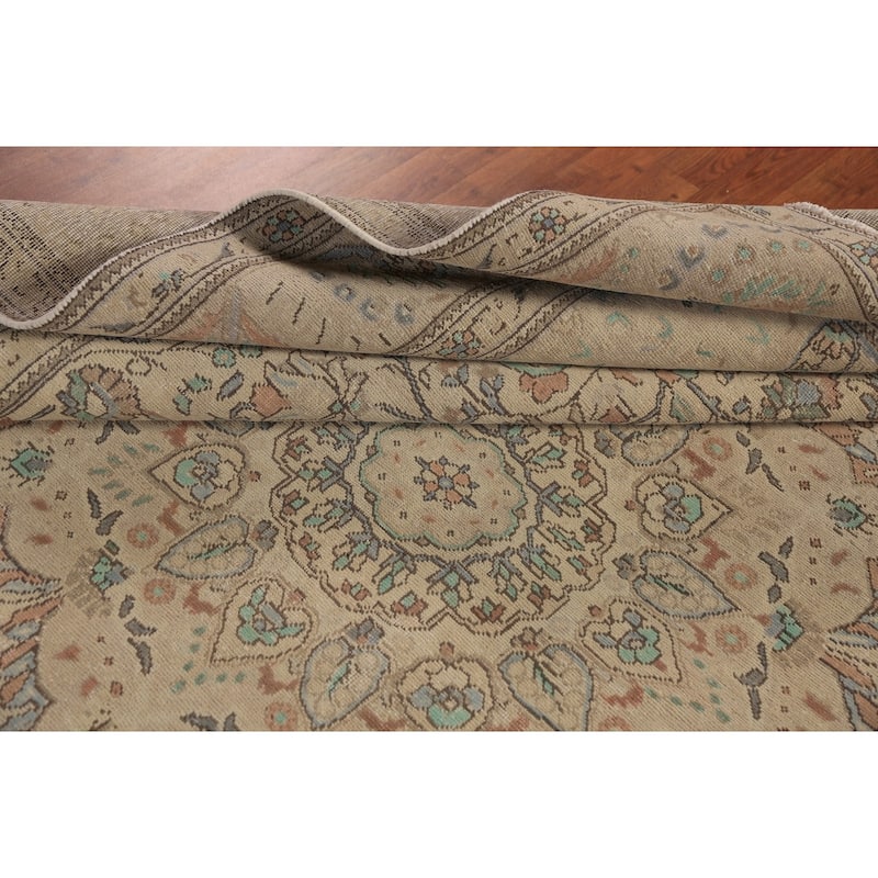 Medallion Tabriz Persian Area Rug Hand-Knotted Oriental Wool Carpet - 8'4"x 10'9"