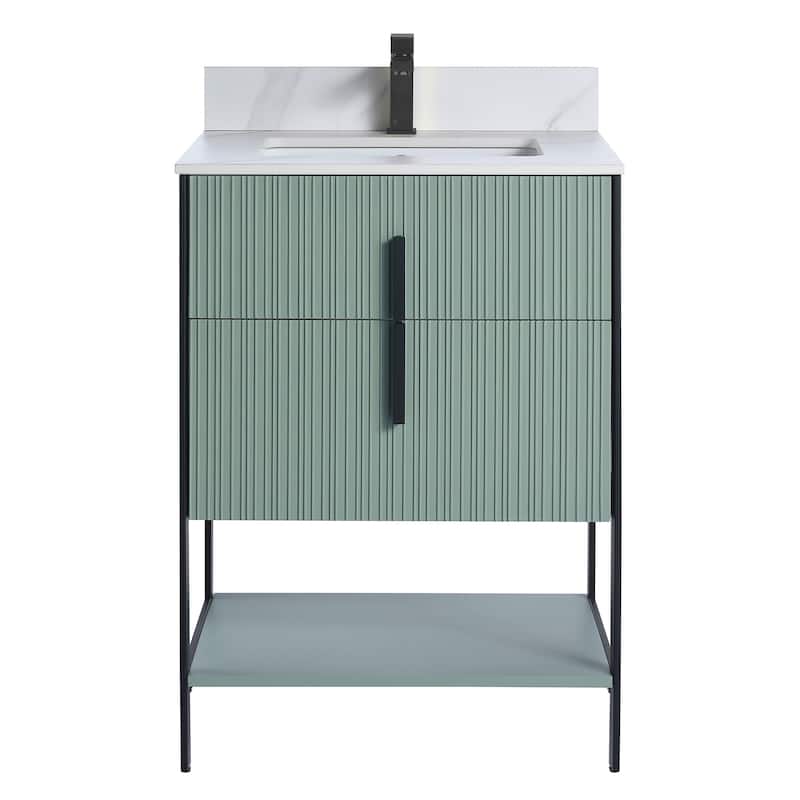 Fine Fixtures Serenity Modern Bathroom Vanity with White Carrara Stone Top