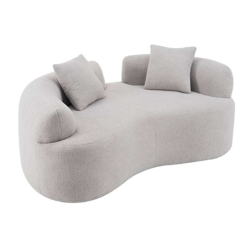 Roomfitters 66.93'' Curved Loveseat Teddy Velvet Fabric Sofa, Compact No-Assembly Couch for Small Spaces,
