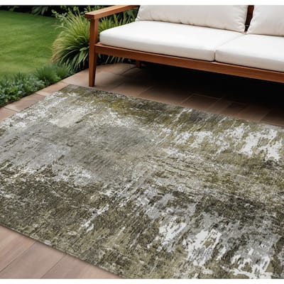 HomeRoots Abstract Transitional Rectangle Outdoor Rug