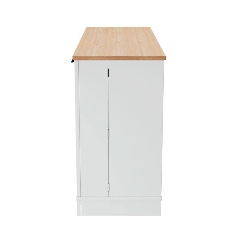 53.7" Kitchen Island Storage with 3-Tier Pull-Out Rack and Adjustable Shelves for Kitchen, Dining Room