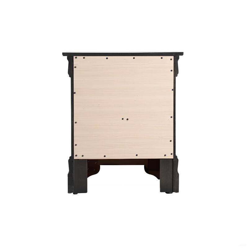 Classic Black Nightstand with Two Drawers, Traditional Design, Durable Materials