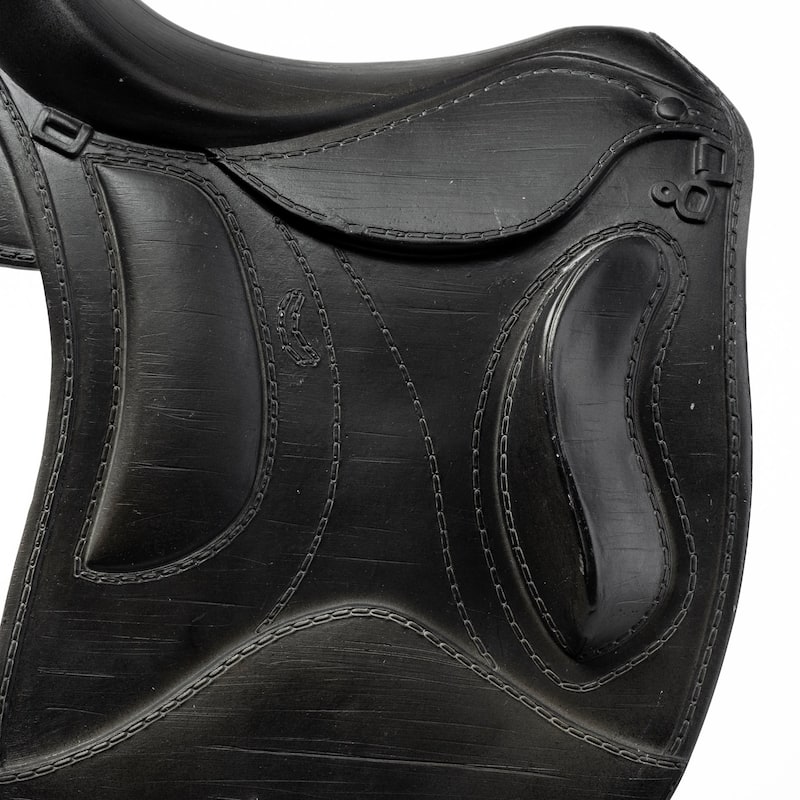 HomeRoots 16" Black Metal and Resin Horse Saddle Tabletop Sculpture