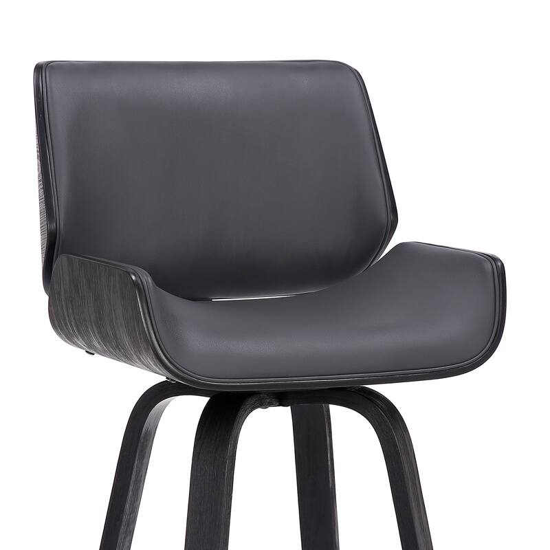 Faux Leather Swivel Counter Stool with Wood Frame and Low Back