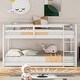 preview thumbnail 1 of 22, Twin Over Twin Floor Bunk Kids Bed Frame with Ladder and Guardrails, White White