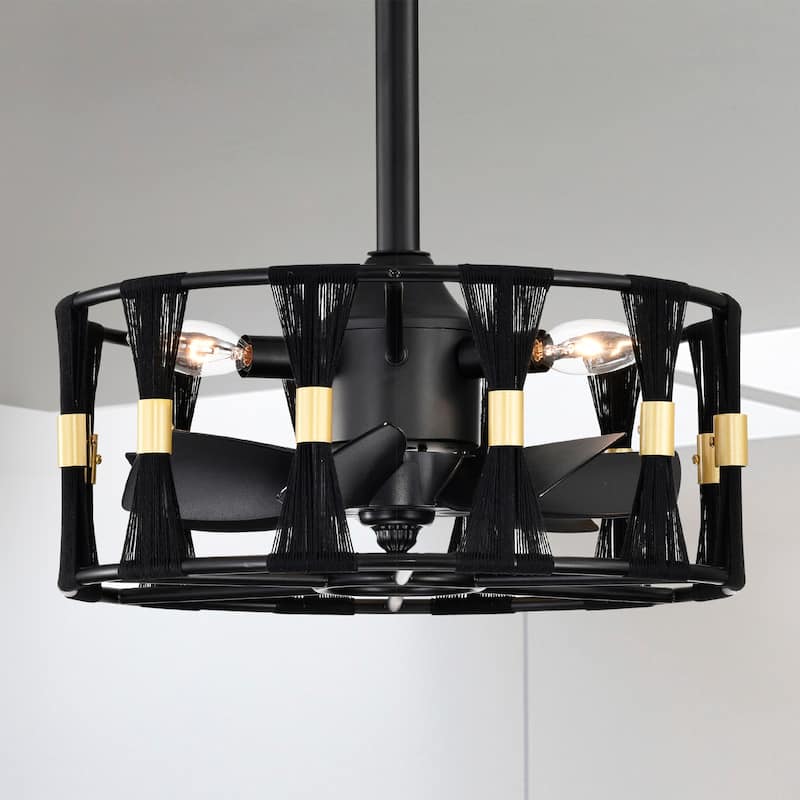 Matte Black and Gold 16 Inch Modern Fandelier