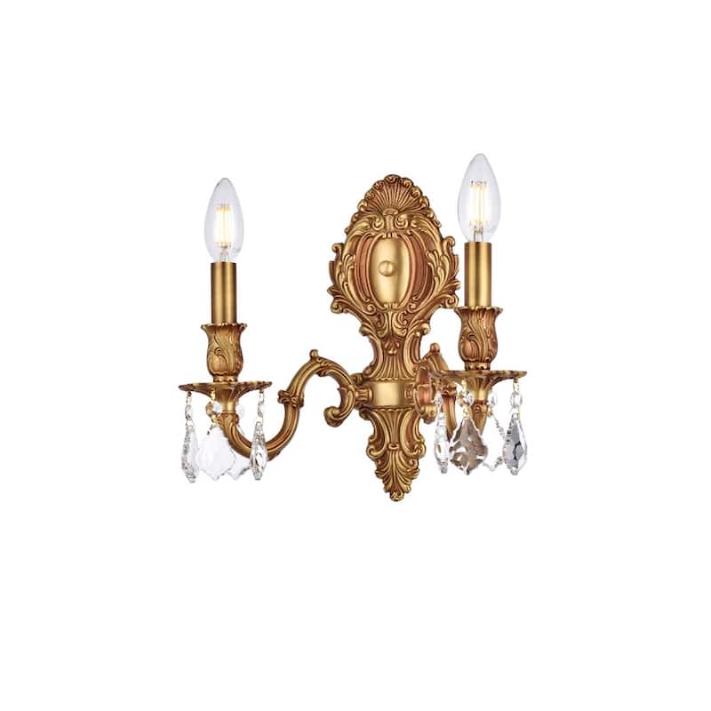 Fleur Illumination Collection Wall Sconce D:10in H:11.5in E:7.5in Lt:2 French Gold Finish (Elegant Cut Crystals)