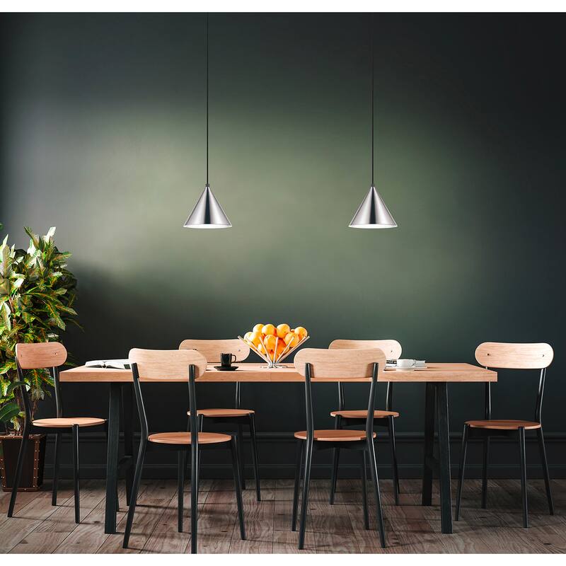 Narices - 1-Light Mini Pendant - Structured Black Finish - Matte Nickel Shade - Structured Black, Matte Nickel