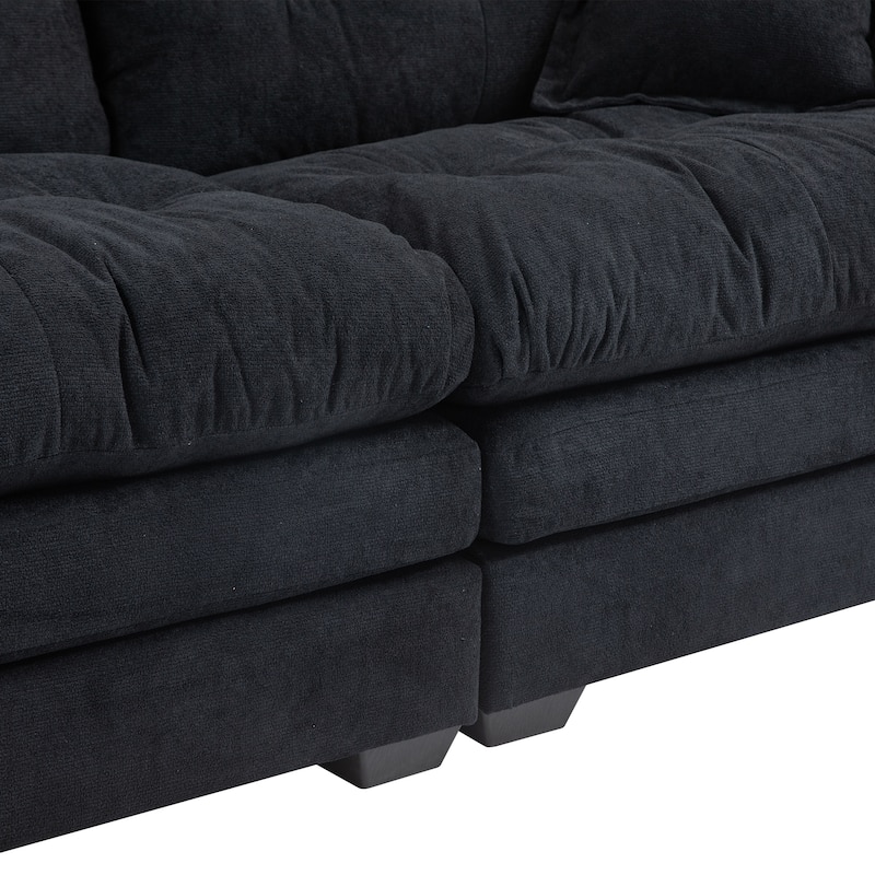 84" Chenille Sofa Small Sofa Loveseat Deep Seat Sofa Couch with 2 Throw Pillows & Memory Foam Lounge