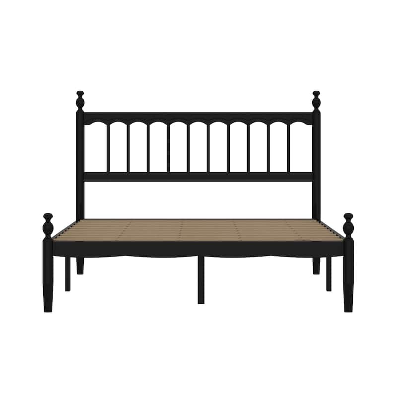 Elegant Vintage Style Sturdy Queen Size Solid Wood Bed Frame