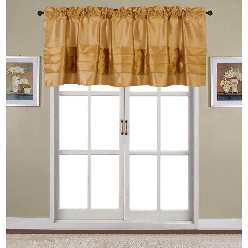 Nancy Faux Silk Pleated Rod Pocket Valance - 54 x 18 in. - 54 x 18 in. - Gold