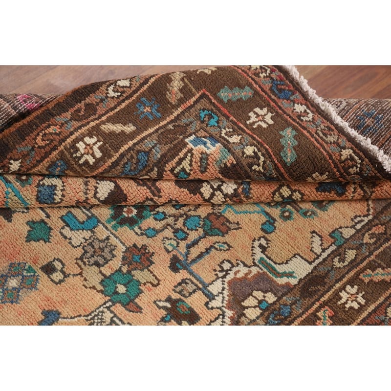Hamedan Persian Vintage Runner Rug Hand-Knotted Wool Carpet - 3'7"x 10'9"