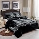 preview thumbnail 1 of 9, 3 piece Fleece/ Sherpa Comforter Set Black Towel - King