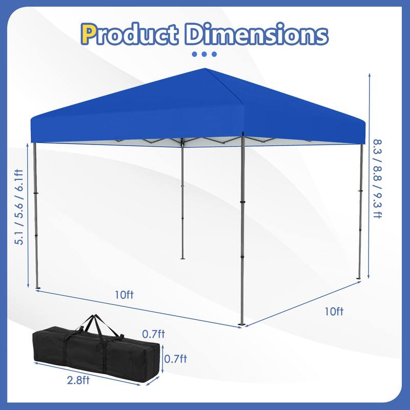 Gymax 10 X 10 FT Pop up Canopy Tent w/ Portable Carrying Bag 8 Stakes