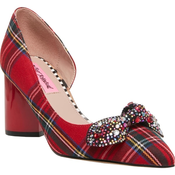 red plaid pumps