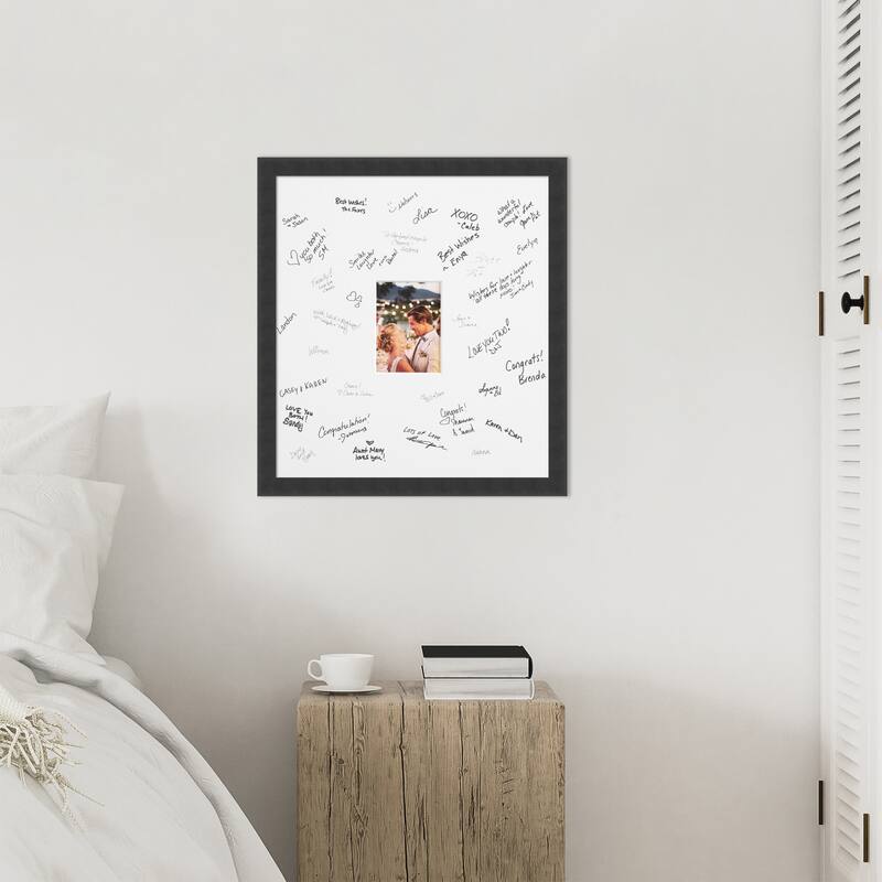 Mezzanotte Signature Mat Picture Frame - Autograph Photo Frame Guest Book Alternative for Weddings, Graduations, or Retirement