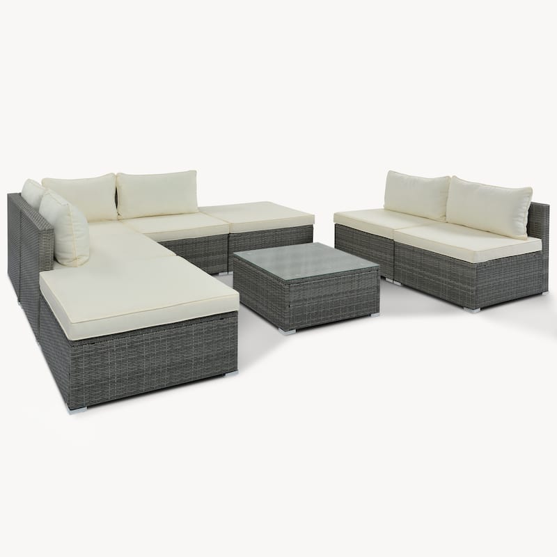 8-Pieces Patio Conversation Sofa Set with Table