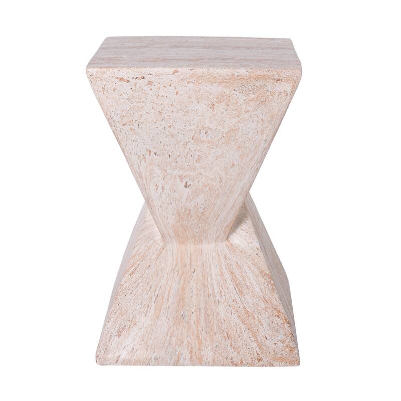 Christopher Knight Home - Modern Indoor/Outdoor 18.5"H Geometric Faux Marble MgO Accent Side Table with Sculptural Fluted Design
