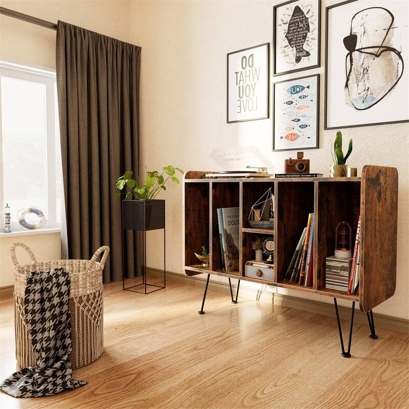 Large Vinyl Record Storage Stand - 13.6"D x 33.1"W x 26"H