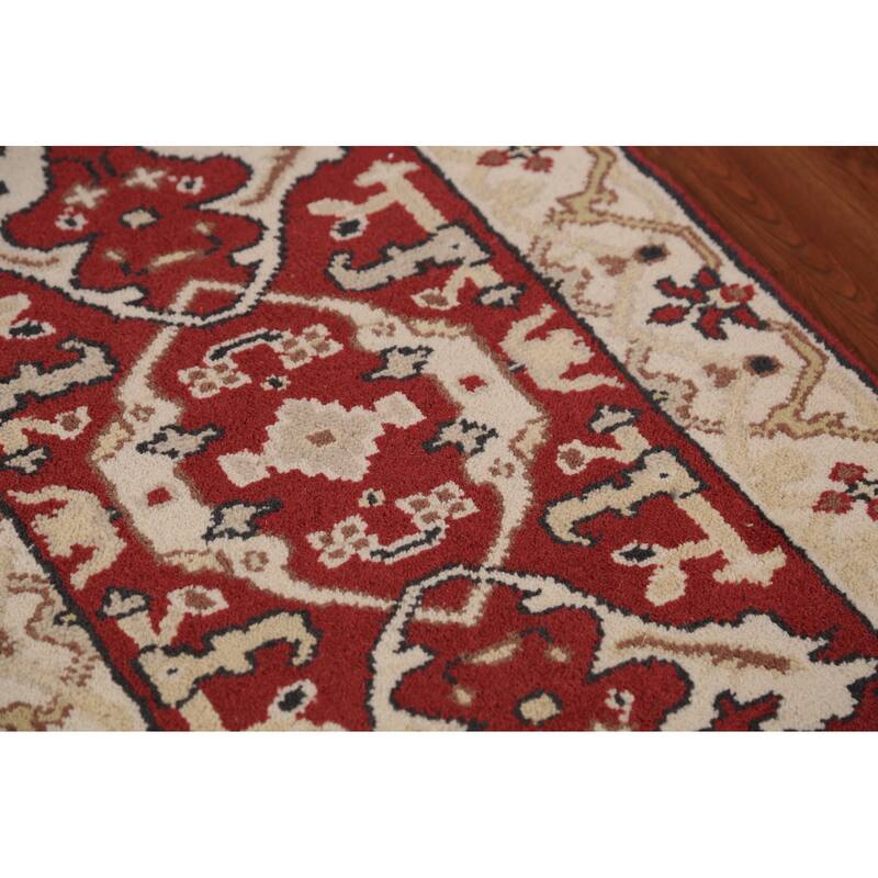 Red Oushak Indian Runner Rug Handmade Wool Carpet - 2'6"x 7'10"