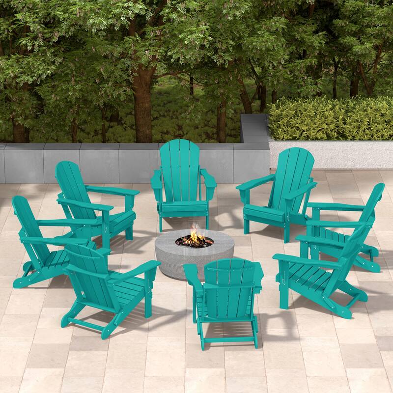 Laguna Hdpe All Weather Outdoor Patio Foldable Adirondack Chairs (Set Of 8)