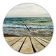 preview thumbnail 2 of 8, Designart 'Wooden Pier in Waving Sea' Oversized Coastal Wall CLock
