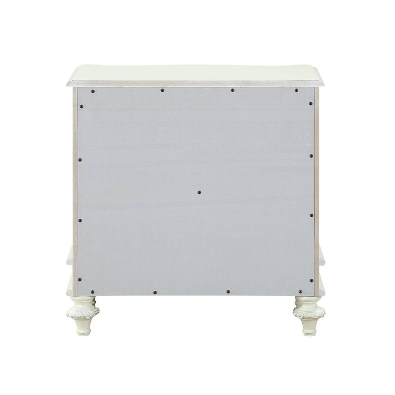 Ivory White 2 Drawer 16 in. W Nightstand with Trimmed Edge Design