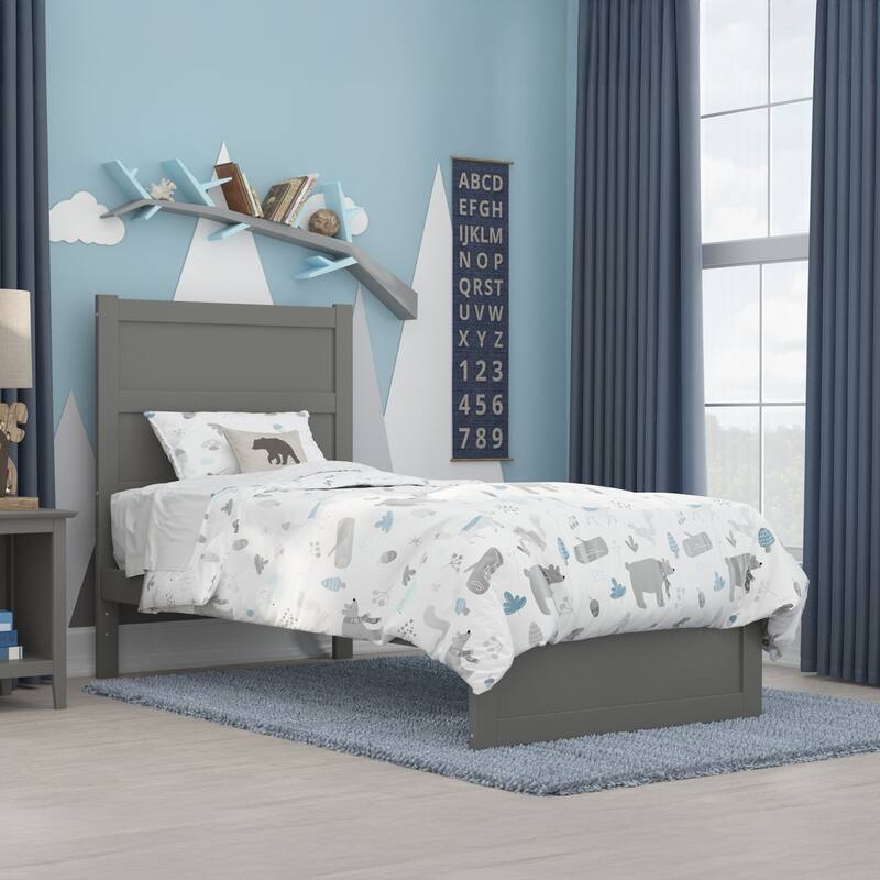 NoHo Twin Platform Bed with Matching Footboard in Grey