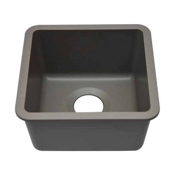 slide 2 of 9, 15 Inch Lexicon Platinum Quartz Composite Drop-in Undermount Single Bowl Galaxy Concrete Kitchen Sink LP-1515-C-SO - 15x15