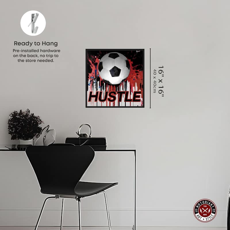 Notoriart Soccer Red Splash Framed Soccer 1 Piece Canvas Wall Art