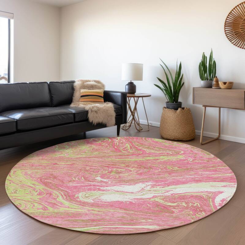 Premium Washable Super Soft Abstract Flow Mayfield Rug - Pink - 8' x 8'