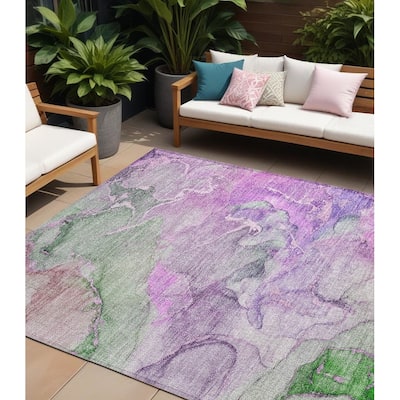 Almisi Unique Abstract Weather Resistant Sleek Contemporary Outdoor Rug
