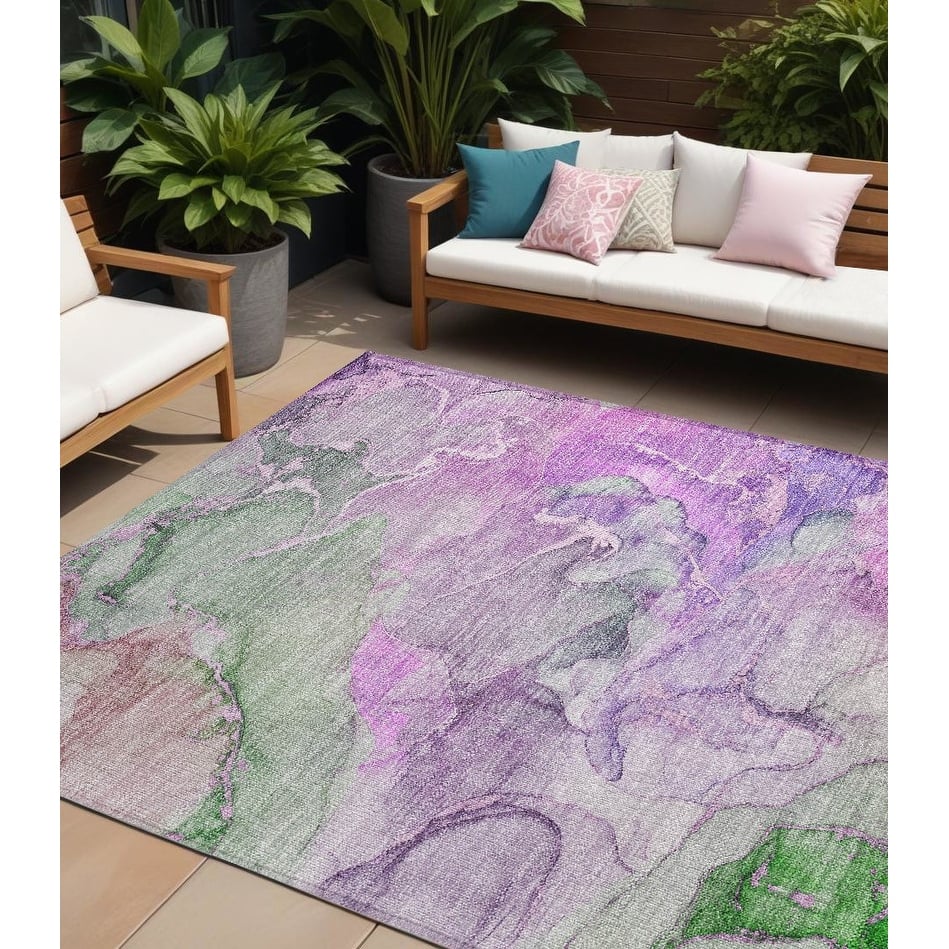 Almisi Unique Abstract Weather Resistant Sleek Contemporary Outdoor Rug