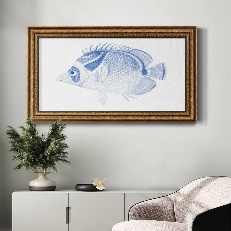 Blue & White Tropical Fish IV Premium Framed Canvas- Ready to Hang