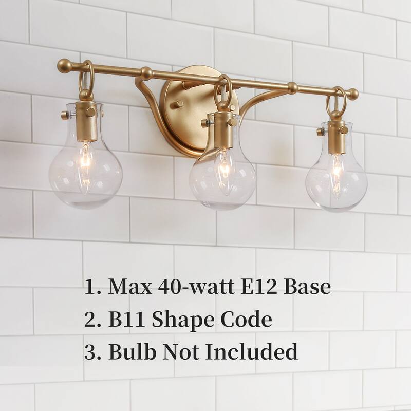 Carson Carrington Modern 2/3/4-Light Gold Bathroom Vanity Lights Glass Wall Sconces